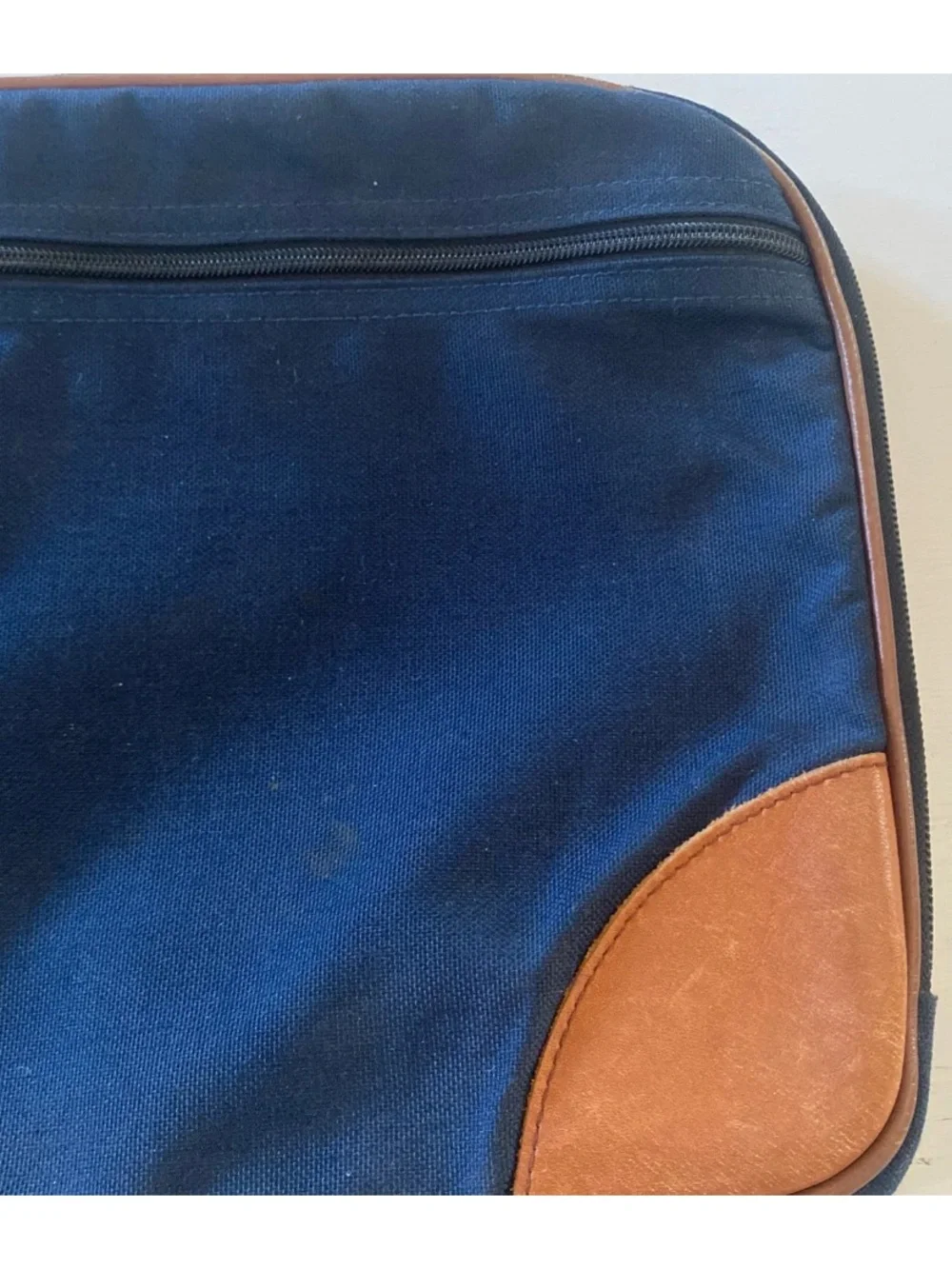 L.L. Bean Navy and Canvas Portfolio/Laptop Case with British Tan Leather Trim
